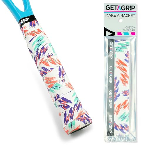 Get A Grip - Custom Tennis Racket Grip Tape - Anti-Slip/Quick-Drying Tennis Overgrips - Precut Badminton Racket Grip with Finishing Tape (Baseline, 1 Grip)