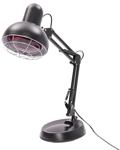 Qussse Infrarotlampe Wärmelampe, 150W Rotlichtlampe mit Anti-Verbrühungs-Netzabdeckung 360° Einstellbarer für Jugendliche Erwachsene Senioren