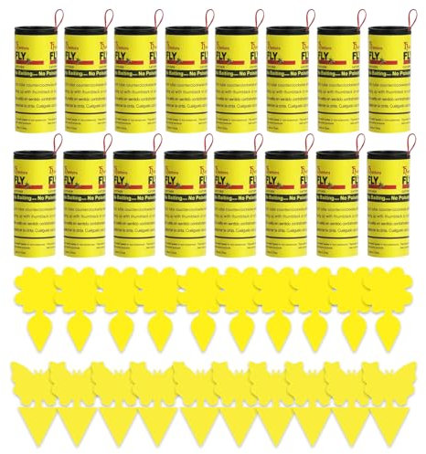 HANGGON Trappole per Mosche, 16X Rotolini Acchiappamosche + 20X Carta moschicida, Trappola per Mosche della Frutta, Insetti Interni ed Esterni, per Esterno,Interno,Giardino,Cucina