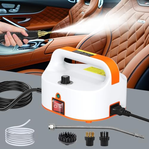 Nettoyeur Vapeur 2500W, Conception Sans Réservoir d'eau, 4,5 Bar Nettoyer à Vapeur à Main avec 3 Têtes de Brosse Réglables sur 6 Niveaux, 10S Chauffage Rapide