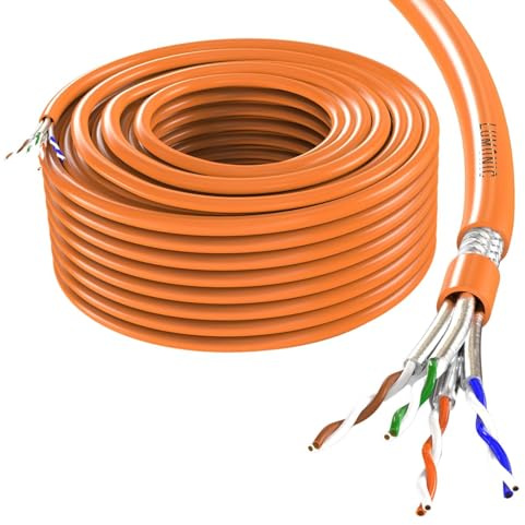 Lumonic CAT7 Cable de red S/FTP 30m | Cable de Instalación AWG 23 | 100% Cobre OFC | 10 Gbit/s | sin halógenos | 600 MHz | LAN Cable, Ethernet Cable