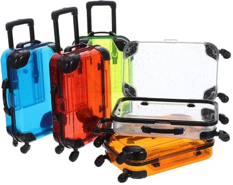 TOBBOMEY Lot de 5 Mini Valises à Roulettes en Plastique 168 X 85 X 5 CM pour Garçon et Filles de Voyage Créatif et Léger Ensemble de Bagages Factices pour Jeux de Rôle et Organisation