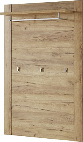 Germania garderobspanel 3924-243 GW-Castera, i Navarra-ek, med klädstång och fem klädkrokar i metall, 96 x 153 x 30 cm (B x H x D)