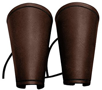 Andracor - Kleine Armschienen aus echtem Leder - Kurze Armstulpe für Kinder und Erwachsene - LARP Mittelalter Cosplay & Wikinger - braun