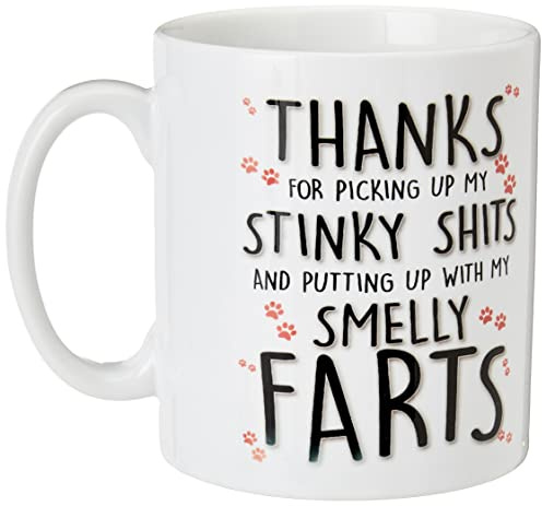 Funny Gift from The Dog Stinky Shits Smelly Farts Dog Dad Gift Dog Mum Gift Dog Walker Gift Funny Mugs Present Banter Joke Humour WSDMUG1492, White