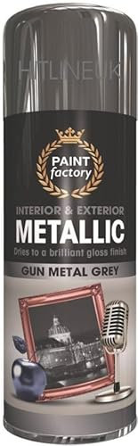 400ml Metallic Gun Metal Grey Spray Paint Interior & Exterior Spray Brilliant Gloss Finish Quick Drying