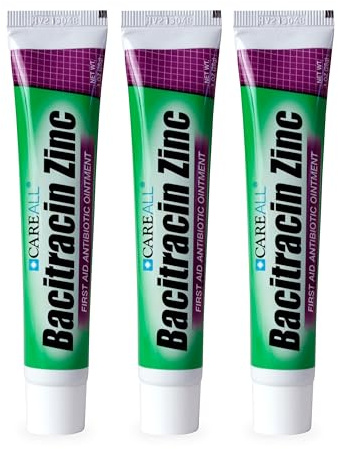 CareAll Bacitracin Antibiotic Zinc Ointment 1oz (3 Pack). First Aid Ointment to Prevent and Heal Infections for Minor cuts, Scrapes and Burns.