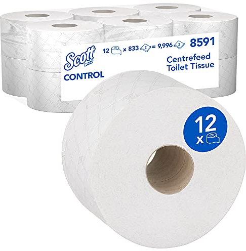 Scott Control Centrefeed Toilet Tissue 8591 - 2 Ply Toilet Paper - 12 Toilet Rolls x 833 (9,996 Total)