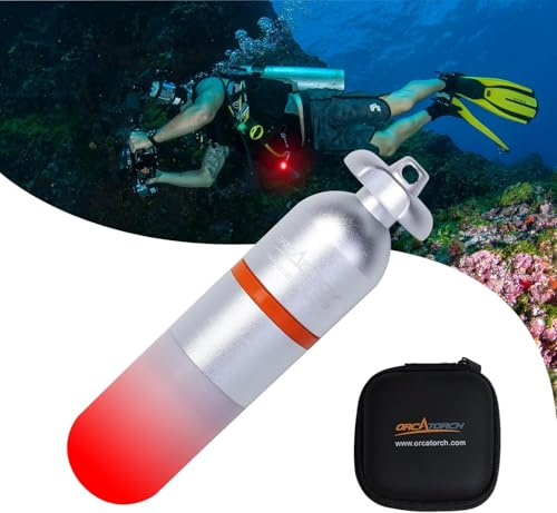 ORCATORCH SD01 Pro Mini Signal Licht Tauchen LED Marker für Tauchen (Rot) | Helles Signallicht, Dauer- und Blinkmodi, Kompakter Tauchflaschenmarker, Tauchtaugliches Design, Tauchpartnererkennung