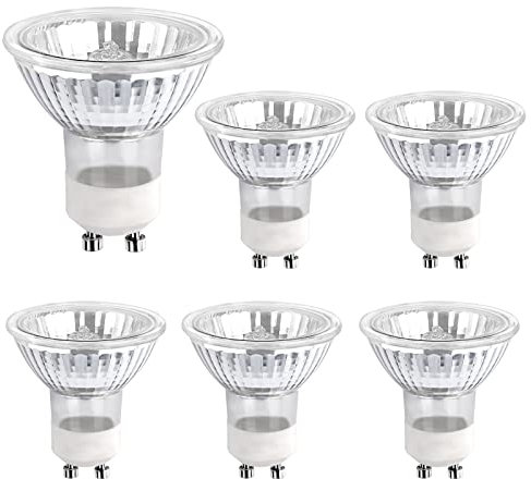 SCNNC Bombilla Halogena GU10 50W 230V, MR16 Focos Halógenos Empotrados Regulable, 500LM Blanco Cálido 2700K, Bombilla GU10 Halogena para Luz de Armario, Luz de Exhibición, paquete de 6