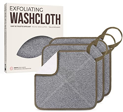 ZOMCHI 3er-Pack Peeling-Waschlappen, Premium-Gesichts- und Körperwaschlappen mit Weichheit und Scheuern auf zwei Seiten, langlebige Badetücher für Damen und Herren (Rauch)