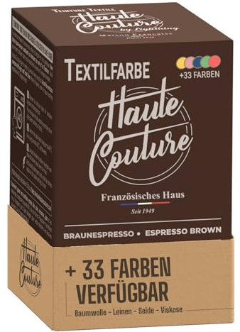 Textilfarbe Braun – Haute Couture – 33 Farben – All-in-One – 350 g – für Kleidung und Stoffe – BraunEspresso