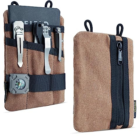 VIPERADE VE1-OW EDC Pouch, Waxed Canvas Pocket Organizer for Men, 3 Tool Slots With 1 Zipper Pocket Great for Gears (Tan)