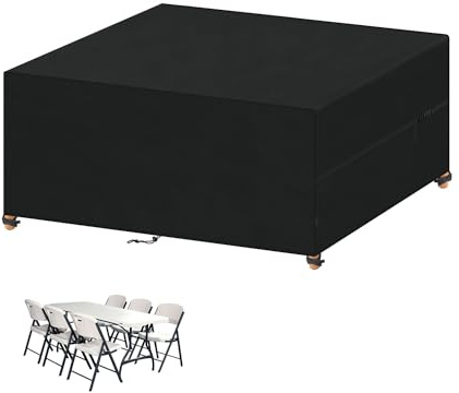 VANSHEIM Gartenmöbel Abdeckung Wasserdicht Schutzhülle Gartenmöbel Abdeckplane Gartenmöbel abdeckhauben hüllen 420D Oxford Gartentisch Abdeckung Für Gartenmöbel, Gartenlounge Abdeckhaube 160x130x90cm | Wasserdichte Abdeckung für Terrassentisch, 160 x 130 x 90 cm, Möbelabdeckung für Garten, Terrasse und Rattan