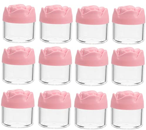 POPETPOP 12pcs 20g Rose Flower Lid Cream Containers Refillable Small Cosmetic Jars for Travel Skincare Storage