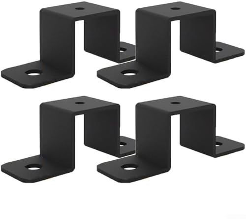 2/4pcs Square Pipe Clamps, Carbon Steel U Shaped Connector Brackets for Fastens Water Pipes, Balcony Railings, and Stairs Railings, Black(4pcs 1in)