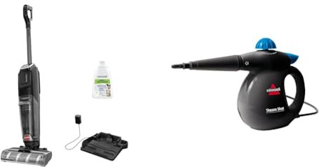Bundle of BISSELL CrossWave OmniForce Edge Cordless Wet-Dry Vacuum Cleaner + BISSELL SteamShot Handheld Steam Cleaner (4017E & 2635E)