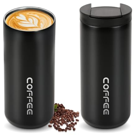 Liwein Travel Thermosbecher Classic 400ml, Kaffeebecher To Go,Thermobecher Mit Drehverschluss Thermos Becher Edelstahl Thermobecher, Auslaufsicher Und Easy Quick-Press-Verschluss, Schwarz