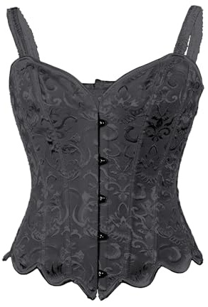 Generico Korsett Kvinnor Elegant Kurvig Medeltida Plastben Bälte Korsett Bantning Push Up Modellering Elastisk Bustier Party Korsett Pirat Gothic Karneval Kuvert, Svart, L