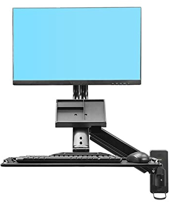 Monitor Arm, Computer Sit-stand Work Station Wall Mounted Lifting Monitor Bracket With Keyboard Plate Gas Spring(Nero)