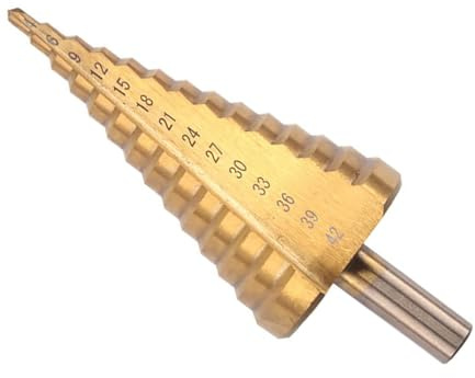 Zohino 4–42 mm titan, steg, borrmaskin, höghastighet, stål, titan, belagda borrborrbitar för plast, trä, plåt, aluminiumhål, borrning, 10 mm handtag
