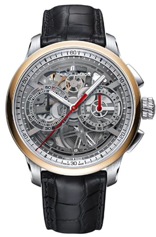 MAURICE LACROIX Masterpiece Squelette Herren-Armbanduhr Analog Automatik mit braunem Lederband MP6028-PS101-090-3