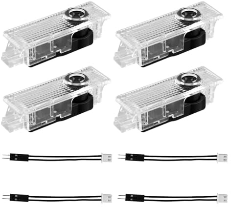 Lotsdonxia 4 Pcs LED Car Door Projector Lights, Wireless Welcome Puddle Logo, High-Definition Courtesy Kit, Universal Fit & Easy Install