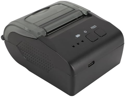 Ejoyous Thermal Label Printer, 58 Mm Thermal Mini Label Printer with 1 Roll of Labels, Portable, Rechargeable Labeling Device for IOS (UK Plug)