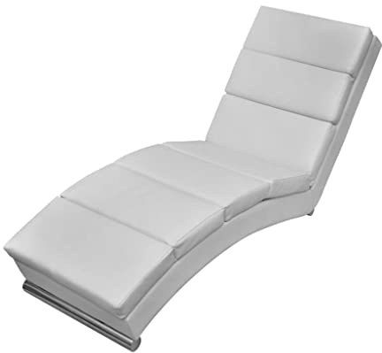 IBUQDDV Chaiselongue Weiß Kunstleder Relaxliege Ergonomische Polsterung Elegantes Design Stahlgestell Robust