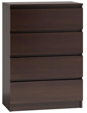 WHATSIZE ENTERPRISE Chest of Drawers for Bedroom, 4 Drawer Wenge Dresser with Contemporary Design, Tall Storage Cabinet for Clothes, Bedroom Furniture, Easy Assembly