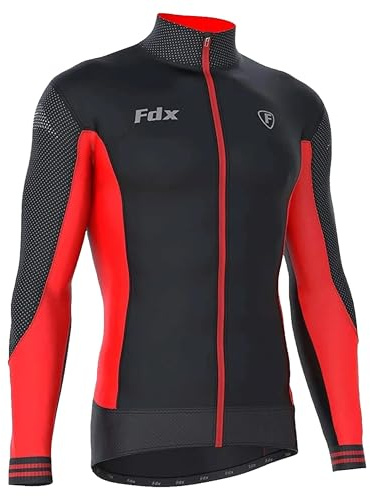 FDX Herren Thermo Winter-Radtrikot Italienischer Roubaix Stoff, Langarm, Leichtes und Warmes Fleece, Atmungsaktiv, Radsportbekleidung für Rennrad & Fahrrad
