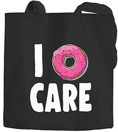 Jutebeutel I Donut care I do not care don´t care Baumwolltasche Stoffbeutel Tragetasche Moonworks® schwarz 2 lange Henkel