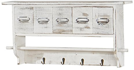 Mendler Küchenregal HWC-C49 mit 5 Schubladen 32x65x13cm - Shabby Look, weiß | Haushaltsregal, Regal, Vintage