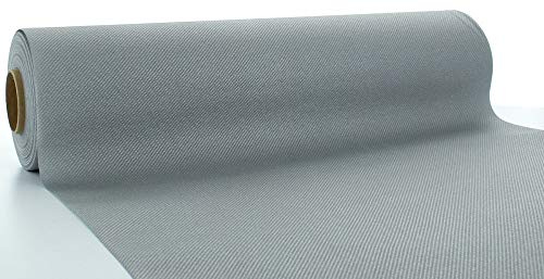 Mank Airlaid Tischläufer 40 cm x 24 m | Gastronomie | Tischdecken-Rolle stoffähnlich | praktische Einmal-Tischdecke | Uni | Neutral | 1 Stück | (Silber)