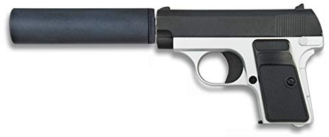 Tiendas LGP, Albainox 35721 Arma Airsoft, Pistola Aire Suave, con silenciador, Potencia 0,8 Julios, Munición Bolas PVC 6 mm.