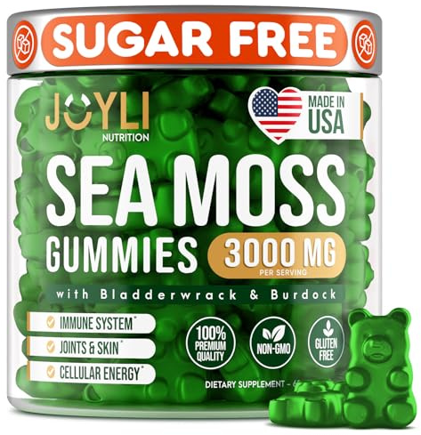 Sea Moss Gummies - Irish Seamoss Gummies for Adults & Kids - Advanced Superfood Supplement with Natural Sea Moss Gel, Bladderwrack & Burdock Root Extract - 60 Vegan Irish Moss Gummy Bears