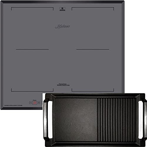 Kaiser Induktions-Kochfeld KCT 6730 FIG inkl. Grillplatte, Kaiser Flex Induktionskochfeld mit grauem Glas 60 cm Einbau Herd Autark inkl. Grillplatte