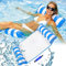 LATERN 130CM Schwimmbad Float Hängematte, 4-in-1 Sattel/Lounge Chair/Hängematte/Drifter Aufblasbares Schwimmbett Floß Liege Strand Whirlpoolmatte (Blau)