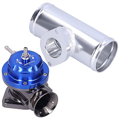 Soupape de soufflage, soupape de soufflage Turbo Universelle en billettes d'aluminium BOV, soupape de décharge Professionnelle BOV avec Tuyau à Bride de 2,5 Pouces et 8 Ports de décharge(Bleu)