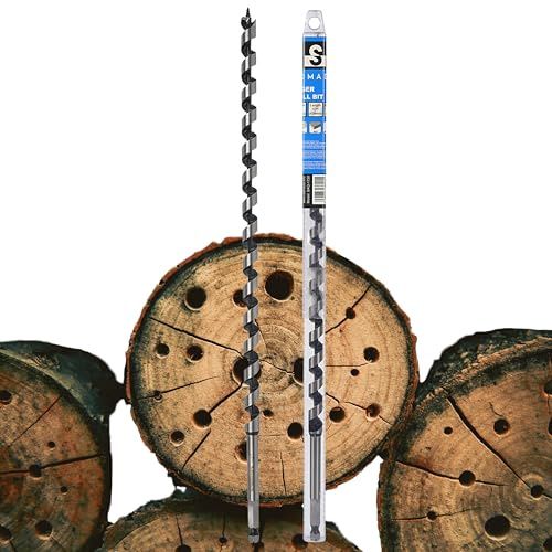 SOMADA 1/2 Zoll x 17 Zoll Schlangenbohrer für Holz, Sechskantschaft 3/8 Zoll einteilig, Schiffsschneckenbohrer Langbohrer für Weich- und Hartholz, Kunststoff, Trockenbau und Verbundwerkstoffe