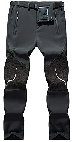 GITVIENAR Outdoorhose Herren Winterhose Gefüttert Softshellhose Warm Wasserdicht Winddicht Atmungsaktiv Verdickte Reflektierende Thermohose Skihose für Bergsteigen Wandern Reisen (Grau, M)