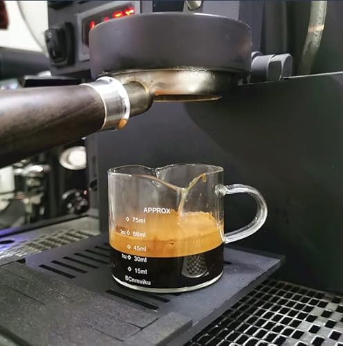 SIQITECH 75ml Tasse à Café Expresso en Verre avec Double Bouche Tasse à Café Résistante à la Chaleur Tasse à Mesureur Transparent Graduée Tasse à Lait avec Poignée pour Café Boisson Cocktail Vin