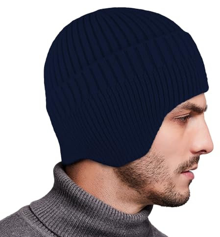 VIAUMBR Wintermütze Herren haube strickmütze Kopfbedeckung Mütze Damen Winter Unisex warme Dicke Skimütze 19 Dunkelblau