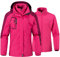 YSENTO Damen 3-in-1 Skijacke Winter Fleecejacke wasserdichte Winddichte Warme Funktions Outdoor Softshell Jacke mit Abnehmbarer Kapuze(Rosarot,2XL)