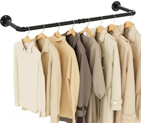 Yawinhe 94cm Perchero de Pared Industrial,1 Pack Colgador de Ropa,Negro