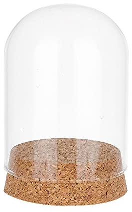 PandaHall Cloche A Cupola con Display In Vetro, Campana di Vetro con Base In Sughero Bottiglie di Vetro Cupola Barattoli Decorativi Vetrina per La Natale Conservazione Dei Fiori Decorazione,5.8x7.6 cm