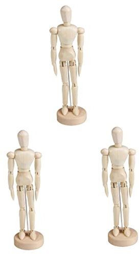 Toyvian Model 3pcs Model Action Figures Drawing Jointed Mannequin Moveable Wooden Manikin Wood Poseable Mannequin Puppet Model Woodenc Model Man Model Wooden Human Body