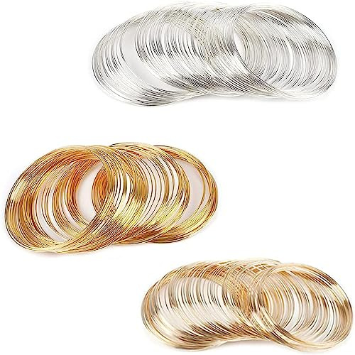 Ktnyl 300 Loops Metalldraht für Schmuckherstellung, Stahldraht, Speicherstahldraht, zur Herstellung von Armbändern, Schmuckherstellung (Silber, Gold, Roségold)
