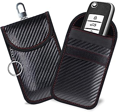 Zufoty Faraday Bag for Key Fob, Car RFID Key Fob Holder, Car RFID Signal Blocking Key Fob Protector, Carbon Fiber Faraday Pouch Key Fob Protector Car Accessories Faraday Bags, Pack of 2