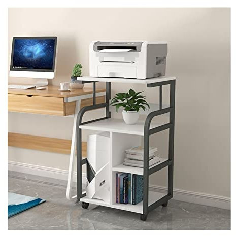 Soporte para CPU Soporte de impresora móvil con almacenamiento abierto, mesa de impresora rodante de 4 niveles Soporte de torre for PC de escritorio con ruedas for almacenamiento y organización de la